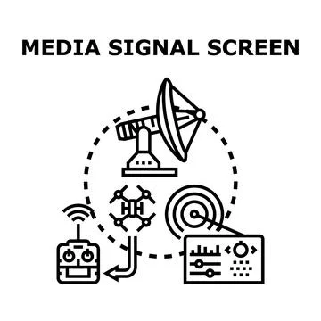 Media signal screen displaying remote communication technology Stock Illustration