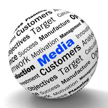 Media sphere definition shows diffusion channels or online media Stock Illustration