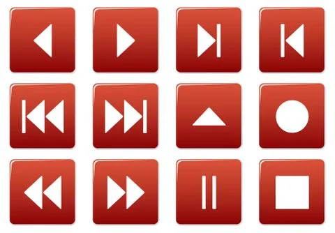 Media square icons set. Stock Illustration