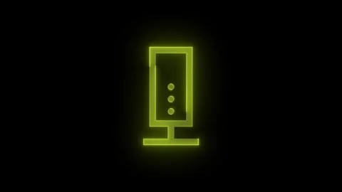 Media storage tower stroke icon glowing neon yellow color animation Stock Footage 289436707