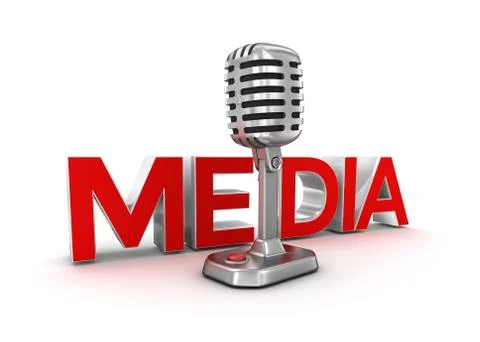 Media text and microphone, 3d Concept Stock Illustration