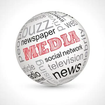 Media theme sphere with keywords Stock Illustration