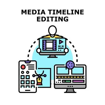 Media timeline editing process across multiple devices Stock Illustration