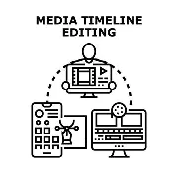 Media timeline editing process across multiple devices Stock Illustration