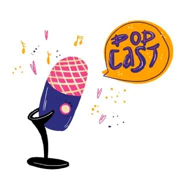Media tool, mic and speech bubble doodle icon. Sound recording device, media  Stock Illustration