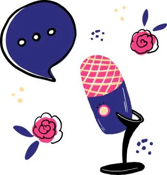 Media tool, mic and speech bubble doodle icon. Sound recording device, media  Stock Illustration