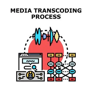 Media transcoding process converting digital content formats 스톡 일러스트