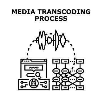 Media transcoding process converting digital content formats Illustrazione stock