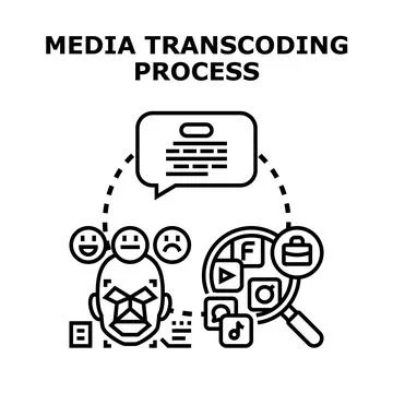 Media transcoding process optimizing digital content efficiency 库存插图