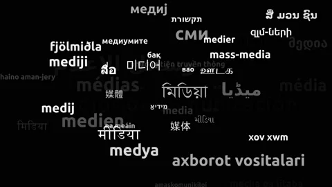 Media Translated in 52 Worldwide Languages Endless Looping 3d Zooming Wordclo Stockbeeldmateriaal 145213856