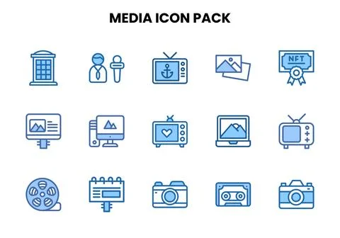 Media Two Colour Bundle Icons Pack イラスト素材