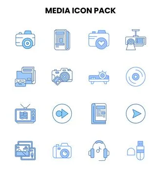 Media Two Colour Design Icons Pack Ilustración de archivo