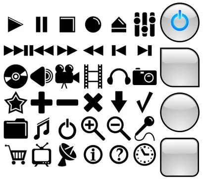 Media vector icons collection with 3 buttons variants イラスト素材