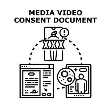 Media video consent document agreement for digital content 스톡 일러스트