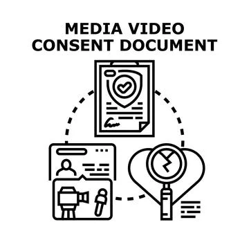 Media video consent document agreement concept Stock Illustration