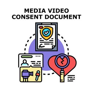 Media video consent document agreement concept Stock Illustration