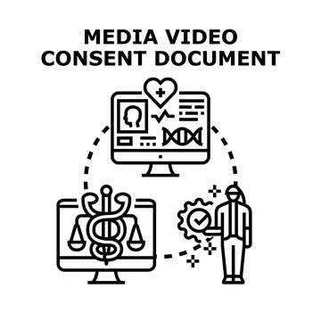 Media video consent document process agreement Stock Illustration