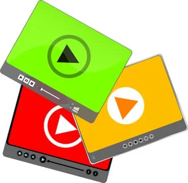 Media video player interface set. Play web media player icon. Media player se Stock Illustration