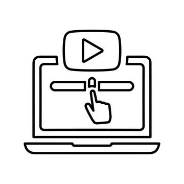 Media, video, tutorial line icon. Outline vector. Stock Illustration