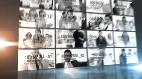 Media Wall with Lower thirds After Effects stock