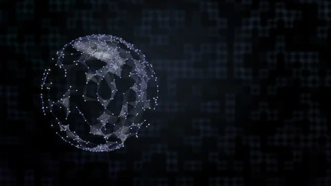 Media worldwide concept. 4k video of planet under plexus network shield over Video stock 121925952