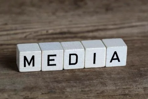 Media, written in cubes Stock Photos