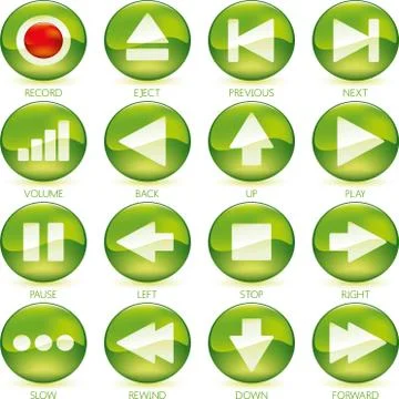 Media_buttons_one_green Stock Illustration