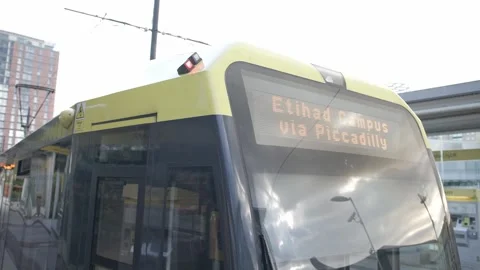 MediaCity UK Tram Stock Footage 256162218