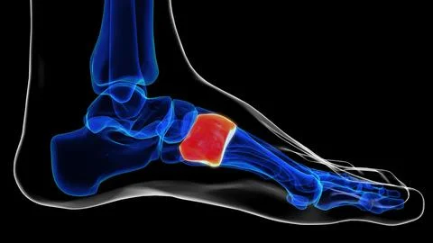 Medial view of cuneiform bone foot bones anatomy for medical Concept 3D ren.. Stock Illustration