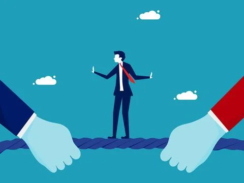 Mediate. A compromise between the two parties. business concept Stock Illustration