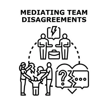Mediating team disagreements and resolving conflicts Ilustración de archivo