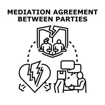 Mediation agreement between parties resolving dispute concept Stock Illustration