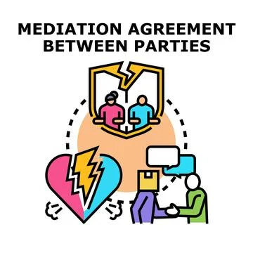Mediation agreement between parties resolving dispute concept Stock Illustration