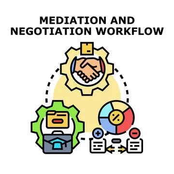 Mediation and negotiation workflow leading to agreement process イラスト素材