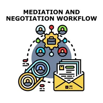 Mediation and negotiation workflow process delivering conflict resolution イラスト素材