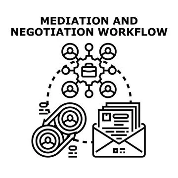 Mediation and negotiation workflow process delivering conflict resolution Stock Illustration