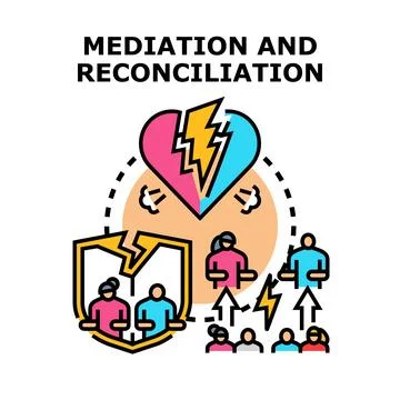 Mediation and reconciliation process resolving disputes and conflicts Stock Illustration