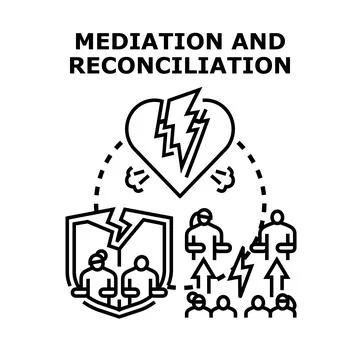 Mediation and reconciliation process resolving disputes and conflicts Stock Illustration