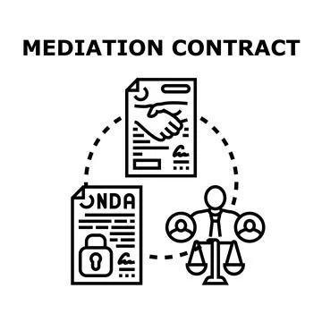 Mediation contract concept resolving agreement conflicts Stock Illustration