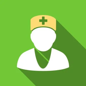 Medic Flat Long Shadow Square Icon Stock Illustration