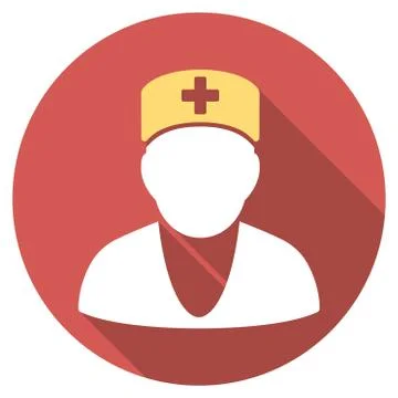 Medic Flat Round Icon with Long Shadow Illustrazione stock