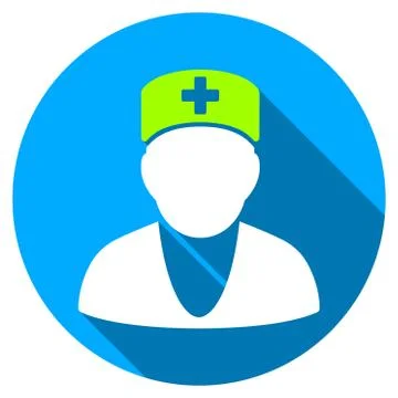 Medic Flat Round Icon with Long Shadow Stock Illustration