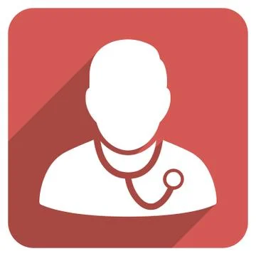 Medic Flat Rounded Square Icon with Long Shadow 스톡 일러스트
