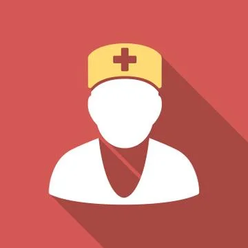 Medic Flat Square Icon with Long Shadow Stock Illustration
