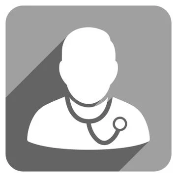 Medic Flat Square Icon with Long Shadow Stock Illustration