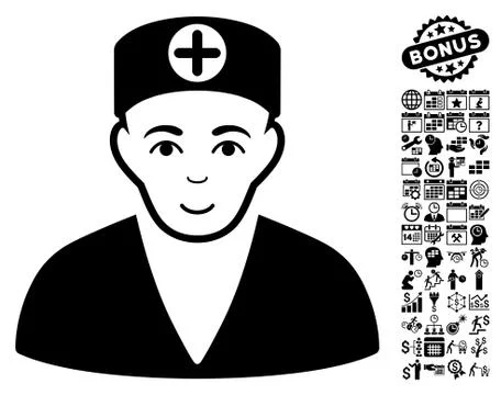 Medic Flat Vector Icon With Bonus Stock Illustration