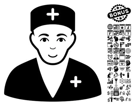 Medic Flat Vector Icon With Bonus Stock Illustration