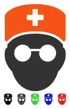 Medic Head Flat Icon Illustrazione stock