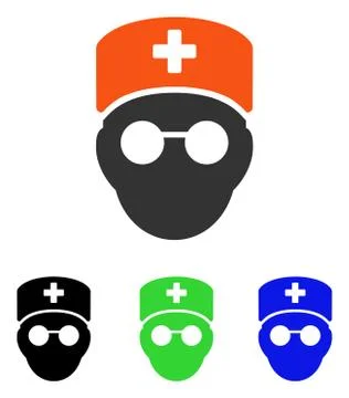 Medic Head Flat Vector Icon Stock Illustration