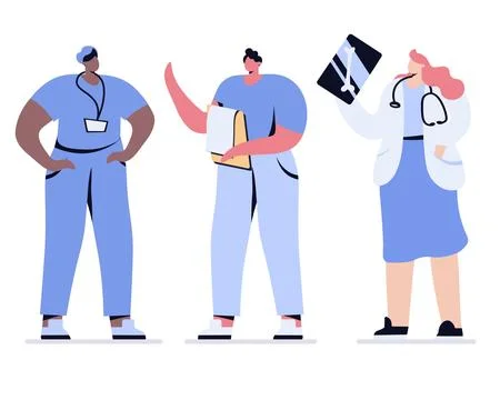 Medic people vector doctors and nurses doctor with x-ray Stock Illustration